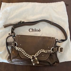 Chloe leather shoulder bag - elephant color
